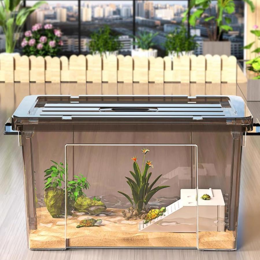 亀飼育用水槽 亀水槽 大型プラスチック水槽 大型カメ飼育ケース 亀用品 カメの家カメ飼育ケージ トカゲ ケージ 爬虫類テラリウムタンク 昆虫飼育ケース | ブランド登録なし | 02