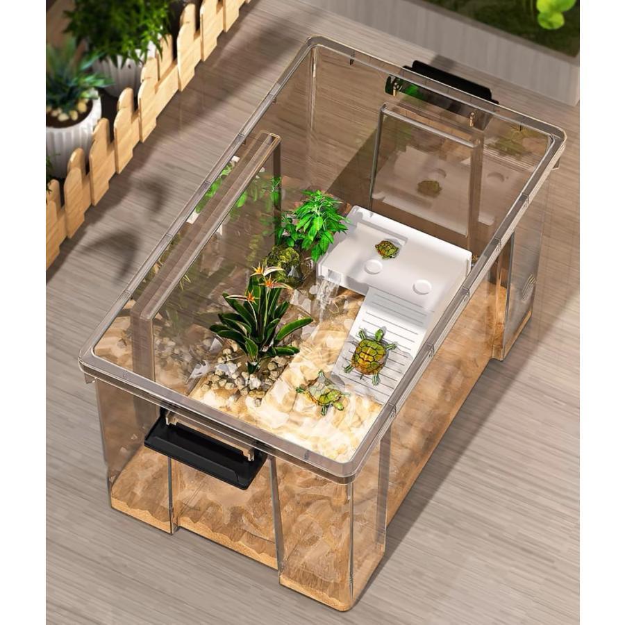 亀飼育用水槽 亀水槽 大型プラスチック水槽 大型カメ飼育ケース 亀用品 カメの家カメ飼育ケージ トカゲ ケージ 爬虫類テラリウムタンク 昆虫飼育ケース | ブランド登録なし | 08