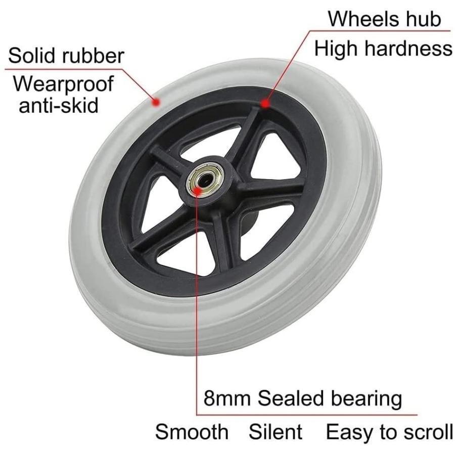 2個 車椅子用ホイール 車いす フロントキャスター ホイール 交換部品 6/7/8インチ 車椅子用ソリッドタイヤフロントホイール 車椅子 アクセサリー | ブランド登録なし | 02