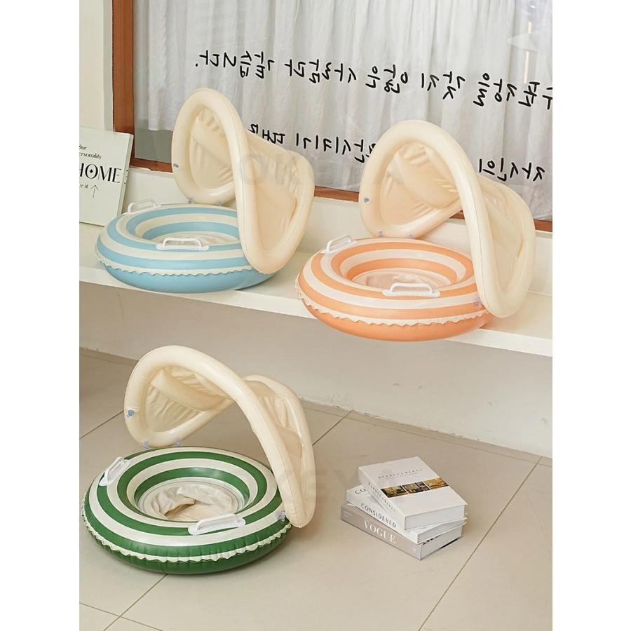 ベビー浮き輪 子供 足入れ型 取り外し可能なサンシェード UVカット プール用 水遊び スイムリング 強い浮力 1歳-4歳 取っ手付き浮き輪 幼児 水遊び 水慣れ | ブランド登録なし | 16