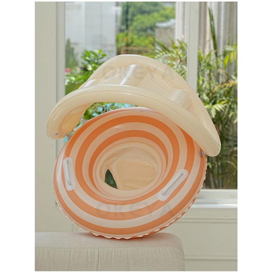 ベビー浮き輪 子供 足入れ型 取り外し可能なサンシェード UVカット プール用 水遊び スイムリング 強い浮力 1歳-4歳 取っ手付き浮き輪 幼児 水遊び 水慣れ | ブランド登録なし | 07