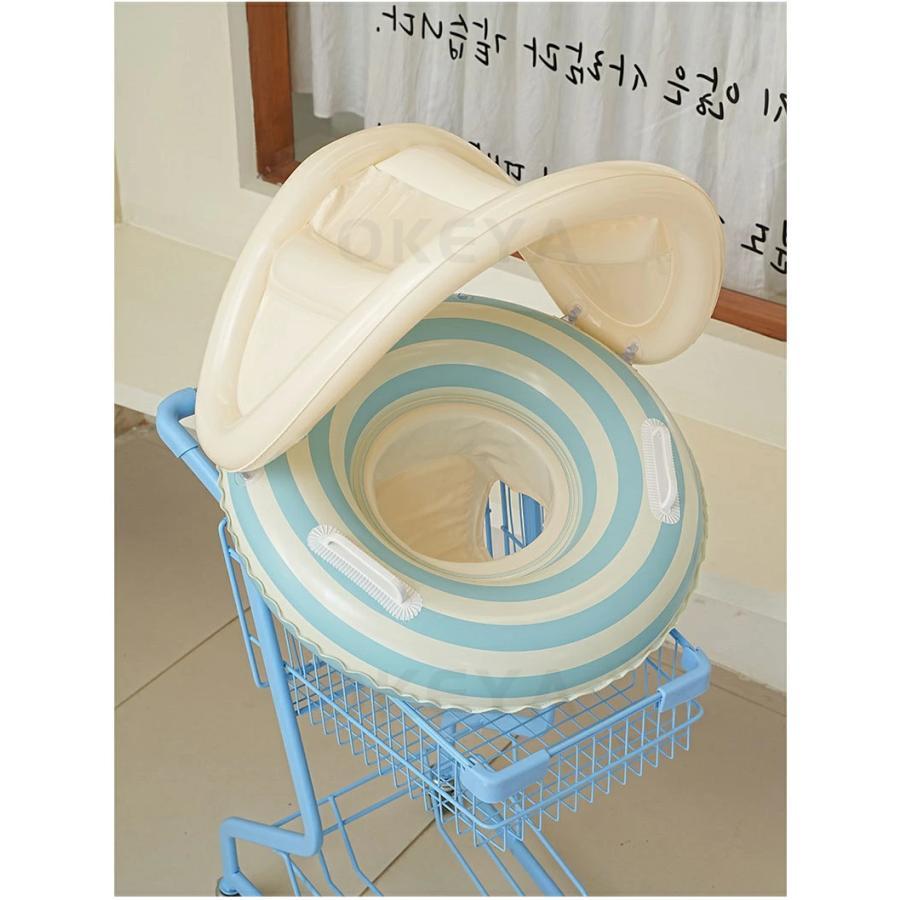 ベビー浮き輪 子供 足入れ型 取り外し可能なサンシェード UVカット プール用 水遊び スイムリング 強い浮力 1歳-4歳 取っ手付き浮き輪 幼児 水遊び 水慣れ | ブランド登録なし | 09