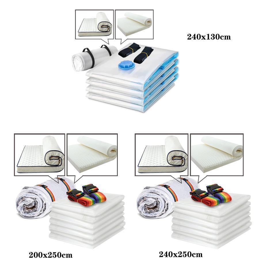 ふとん圧縮袋布団圧縮袋衣類圧縮バッグ真空パック 袋収納袋200x250cm，大型ふとん/ラテックスマットレス/メモリーフォームマットレス用収納バッグ、80％圧縮可能 | ブランド登録なし | 01