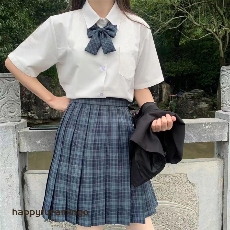 レディース 制服 コスプレ セットアップ スカート 半袖 JK 女子高校 学生服 スクールシャツ プリーツスカート リボン 3点セット セーラー服 コスチューム 中学生 | ブランド登録なし | 13