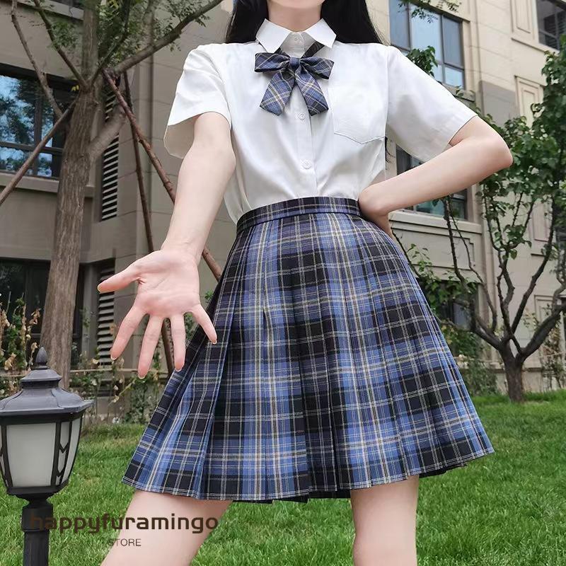 レディース 制服 コスプレ セットアップ スカート 半袖 JK 女子高校 学生服 スクールシャツ プリーツスカート リボン 3点セット セーラー服 コスチューム 中学生 | ブランド登録なし | 19