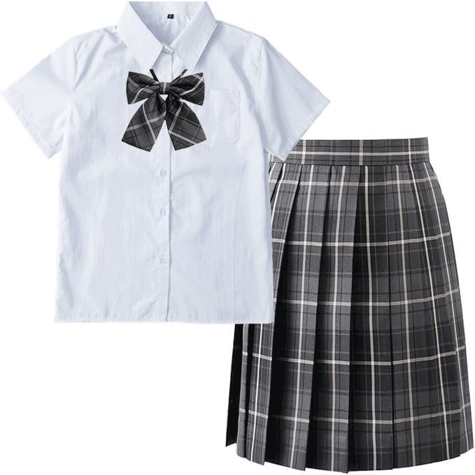 レディース 制服 コスプレ セットアップ スカート 半袖 JK 女子高校 学生服 スクールシャツ プリーツスカート リボン 3点セット セーラー服 コスチューム 中学生 | ブランド登録なし | 04