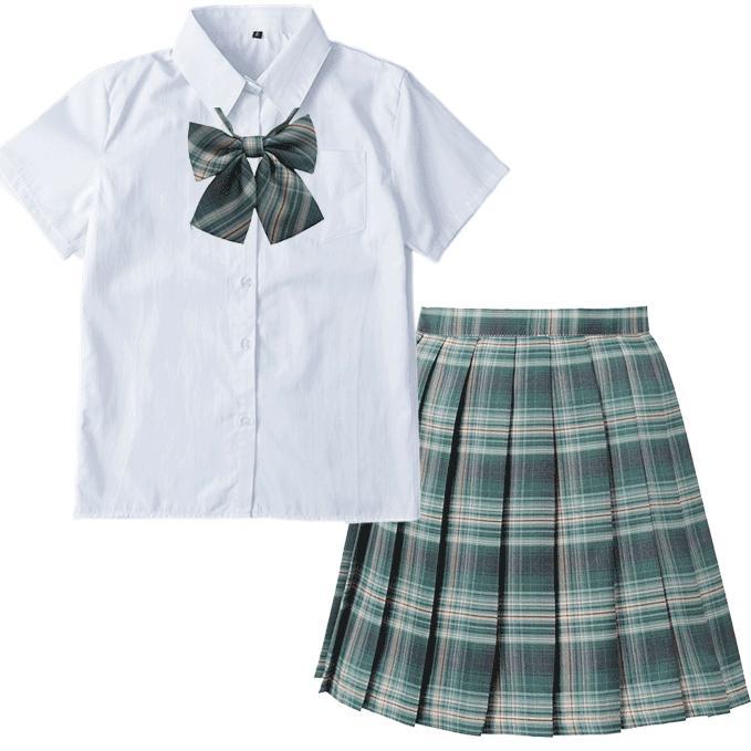 レディース 制服 コスプレ セットアップ スカート 半袖 JK 女子高校 学生服 スクールシャツ プリーツスカート リボン 3点セット セーラー服 コスチューム 中学生 | ブランド登録なし | 07