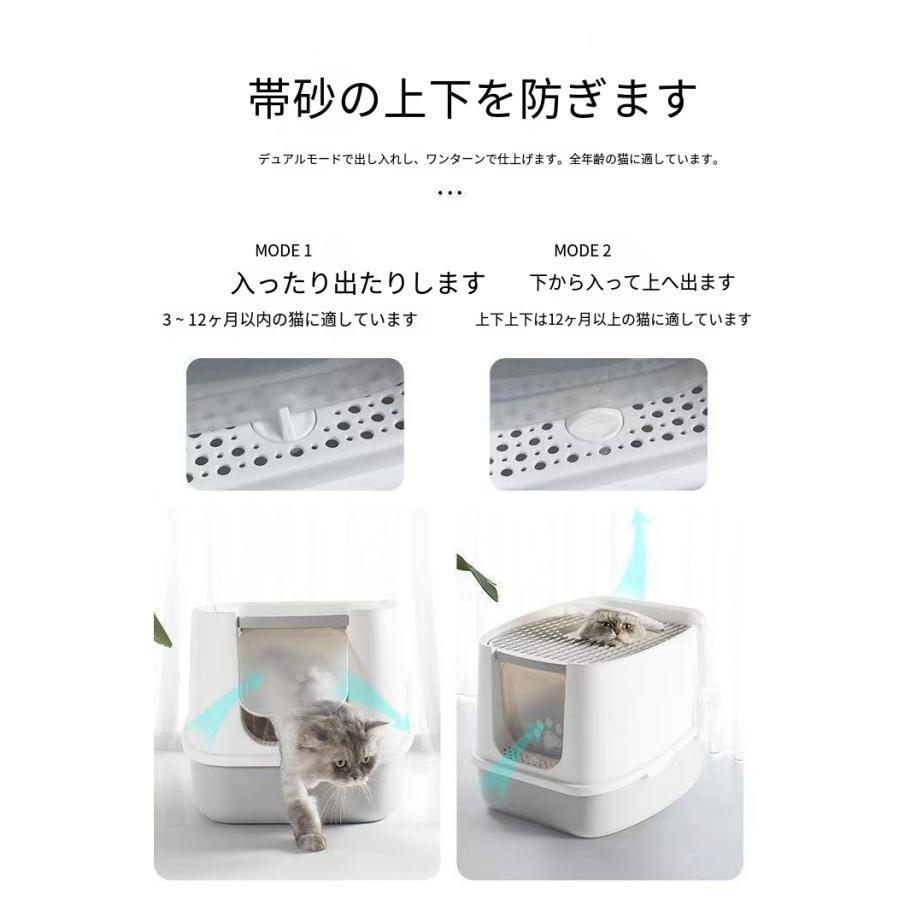 猫 トイレ 猫用品 スコップ付 上から猫トイレ ドーム清潔 大型猫 脱臭シート付 耐久性 2WAY出入り方法 ニオイの広がり防止 砂の飛び散り防止 Mサイズ |  | 03