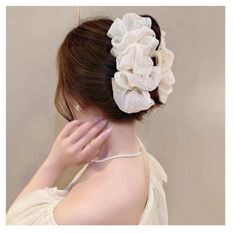 ヘアクリップ リボン 大きめ バンスクリップ フリル 無地 ヘアアクセサリー 大人 ヘアアクセ ボリューム 大きい リボン 華やか 上品 髪留め 髪飾 | ブランド登録なし | 12