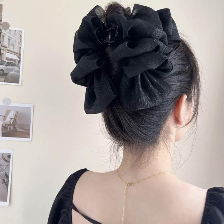 ヘアクリップ リボン 大きめ バンスクリップ フリル 無地 ヘアアクセサリー 大人 ヘアアクセ ボリューム 大きい リボン 華やか 上品 髪留め 髪飾 | ブランド登録なし | 02