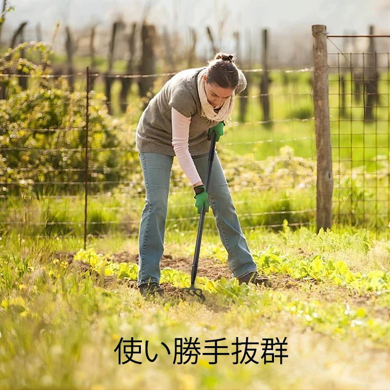 草取り道具 雑草取り器具 草むしり 便利グッズ 雑草抜き 草むしり 便利グッズ 2in1 土をほぐす 種まき 除草 葉集め 4ノット 柄付 園芸用品 草取りグッズ | ブランド登録なし | 09