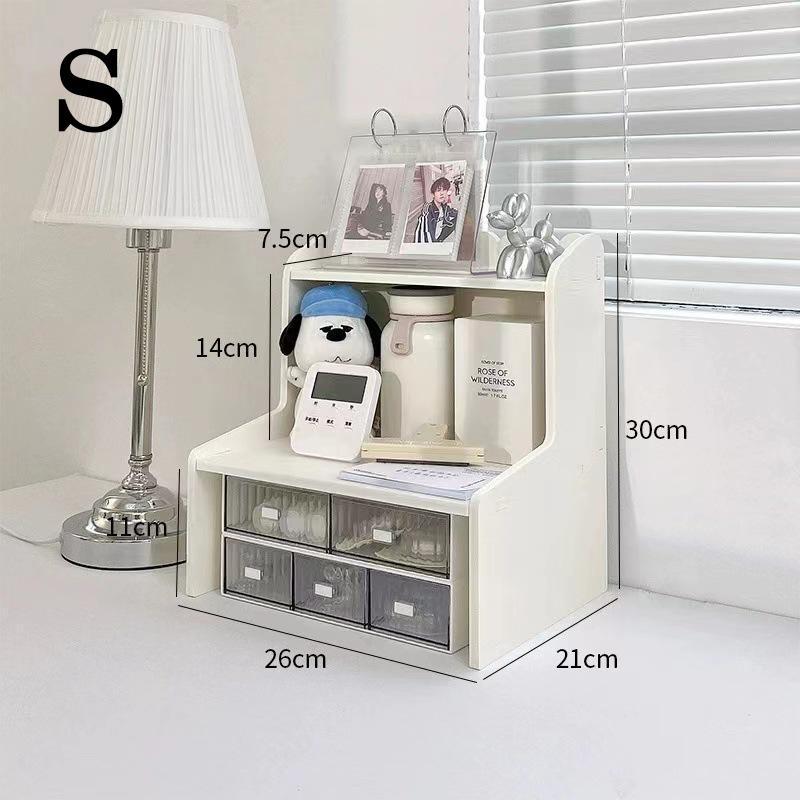 デスク上置棚 机上台 机上ラック 2段式 キーボード収納 収納ラック オフェス収納 小物入れ 木製 ins風 棚宿舎 オフィス 化粧品 文具 本収納 整理棚 | ブランド登録なし | 01