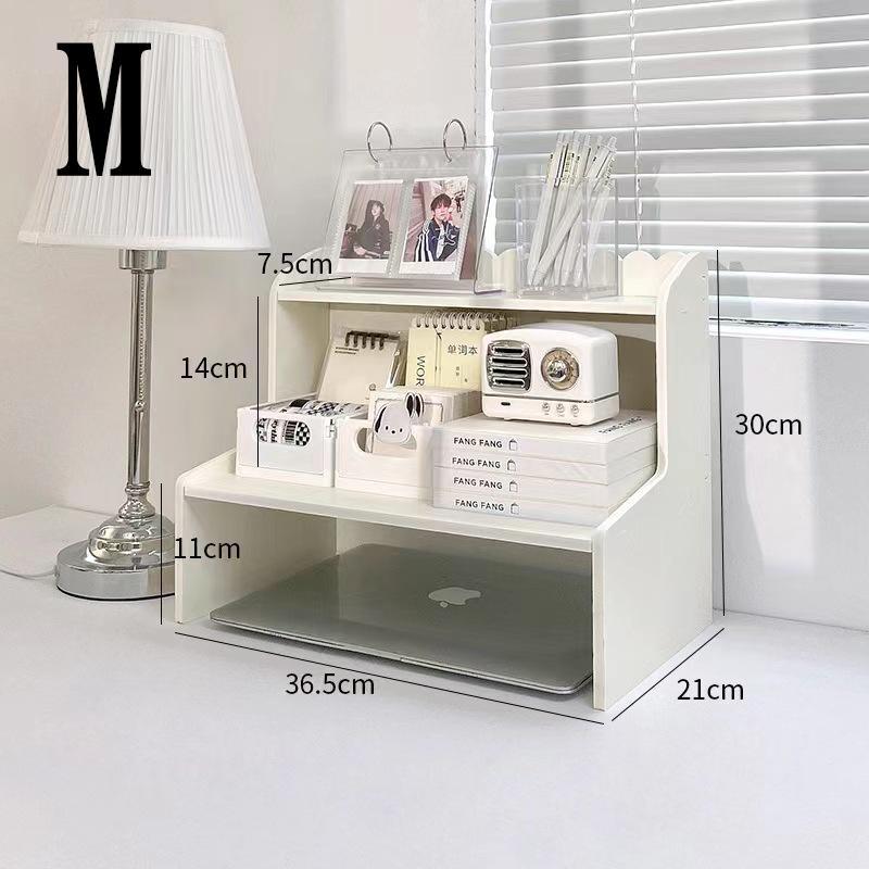 デスク上置棚 机上台 机上ラック 2段式 キーボード収納 収納ラック オフェス収納 小物入れ 木製 ins風 棚宿舎 オフィス 化粧品 文具 本収納 整理棚 | ブランド登録なし | 02