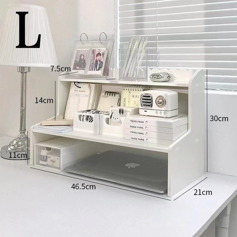 デスク上置棚 机上台 机上ラック 2段式 キーボード収納 収納ラック オフェス収納 小物入れ 木製 ins風 棚宿舎 オフィス 化粧品 文具 本収納 整理棚 | ブランド登録なし | 03