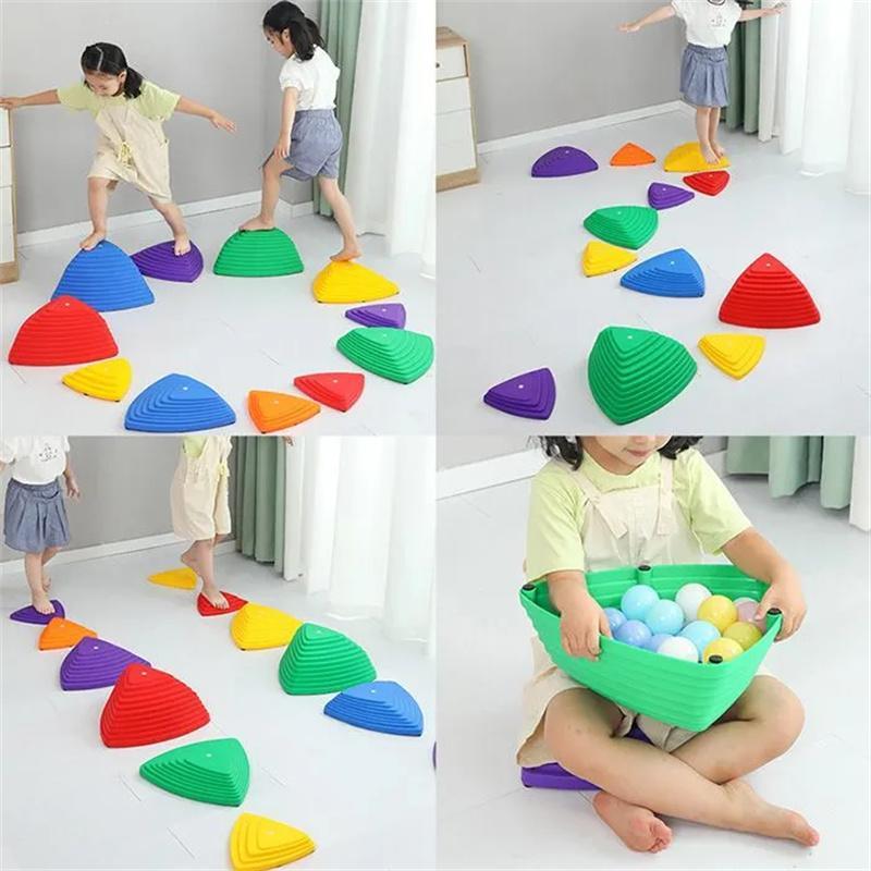 バランスストーン 6/12/14個セット バランス トレーニング マルチカラー 飛び石 遊具 バランスボード 屋内屋外 子供用 おもちゃ バランス感覚 筋力 遊具 | ブランド登録なし | 15