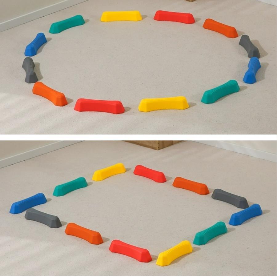 バランスストーン 6/12/14個セット バランス トレーニング マルチカラー 飛び石 遊具 バランスボード 屋内屋外 子供用 おもちゃ バランス感覚 筋力 遊具 | ブランド登録なし | 03