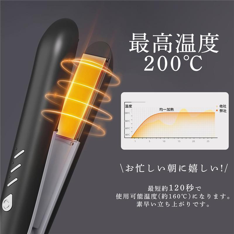 ヘアアイロン ストレート カール 2way ストレートアイロン 急速加熱 3段階温度調整 コードレス ミニ 充電式 コンパクト 携帯用 前髪 軽量 |  | 05