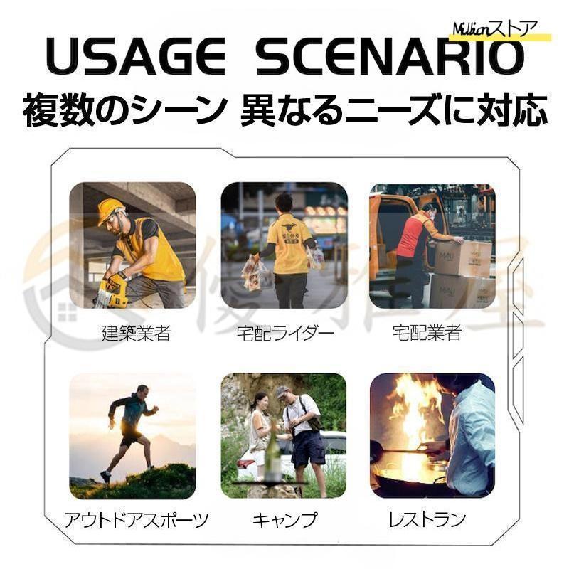 腰掛け ワークマン ベルトファン ネッククーラー ハンディファン 100段階 羽なし 6000mAh大容量 室外作業 両手解放 熱中症対策 |  | 08