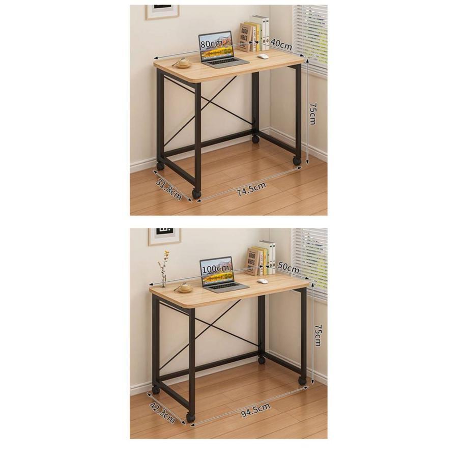 折りたたみデスク キャスター付き テーブル パソコンデスク PCデスク 机 おしゃれ 木製 デスク 折りたたみ 省スペース サイドテーブル テレワークデスク | ブランド登録なし | 15