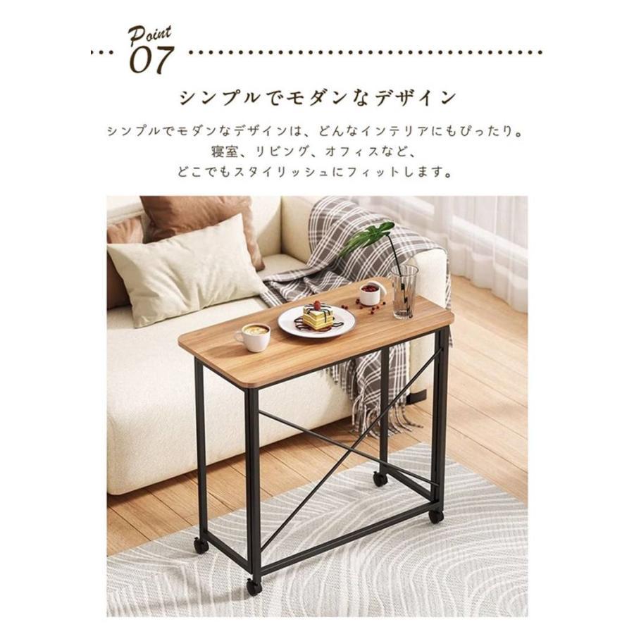 折りたたみデスク キャスター付き テーブル パソコンデスク PCデスク 机 おしゃれ 木製 デスク 折りたたみ 省スペース サイドテーブル テレワークデスク | ブランド登録なし | 09