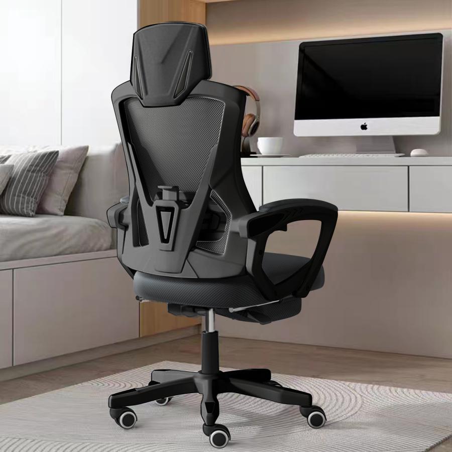 オフィスチェア 人間工学 メッシュ オットマン ロッキング リクライニング ブラック 360度回転 在宅勤務 高反発座面 デスクチェア ハイバック | ブランド登録なし | 02