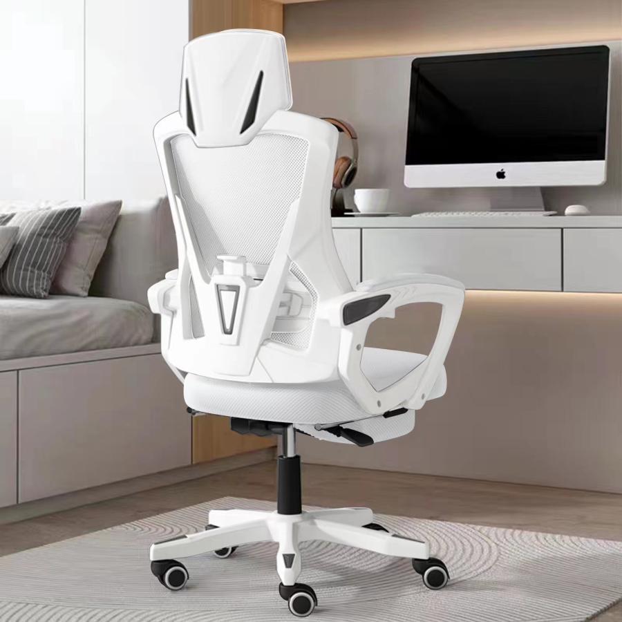 オフィスチェア 人間工学 メッシュ オットマン ロッキング リクライニング ブラック 360度回転 在宅勤務 高反発座面 デスクチェア ハイバック | ブランド登録なし | 04