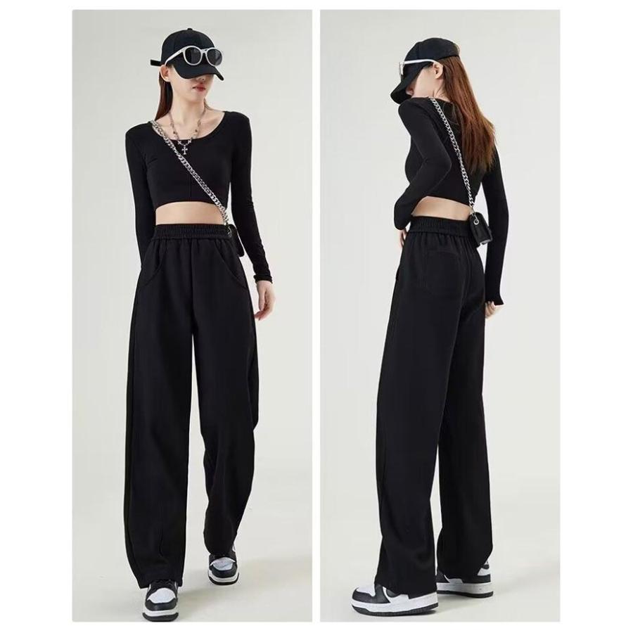 カーブパンツ スウェットパンツ センターシーム ウエストゴム ワイド スウェット ワイドパンツ ゆったり レディース ジャージ 下半身 脚長効果 体型 | ブランド登録なし | 14