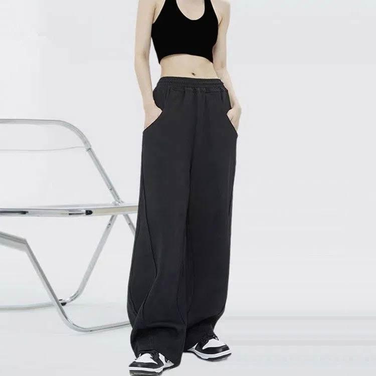 カーブパンツ スウェットパンツ センターシーム ウエストゴム ワイド スウェット ワイドパンツ ゆったり レディース ジャージ 下半身 脚長効果 体型 | ブランド登録なし | 04