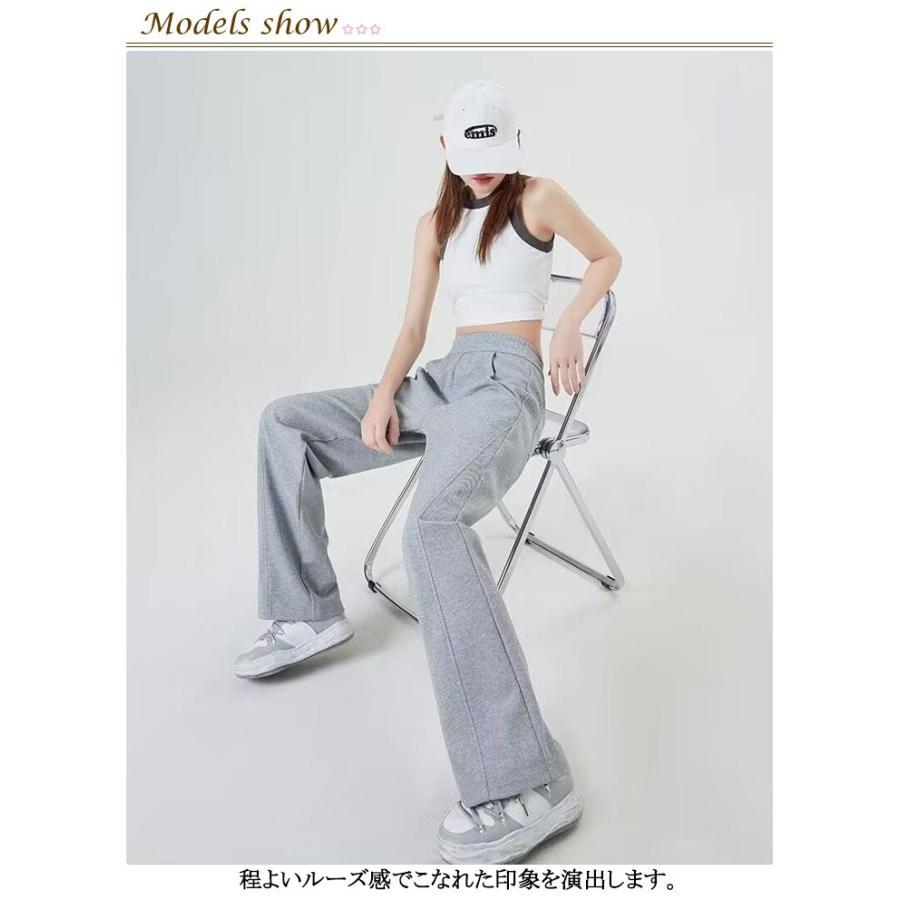 カーブパンツ スウェットパンツ センターシーム ウエストゴム ワイド スウェット ワイドパンツ ゆったり レディース ジャージ 下半身 脚長効果 体型 | ブランド登録なし | 08