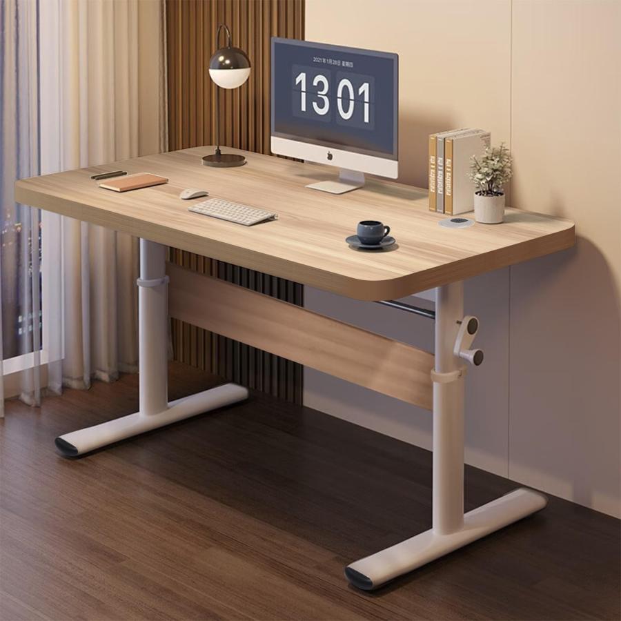 デスク 机 昇降式 高さ調整 65?90cm PCデスク ホワイト 幅80/100cm