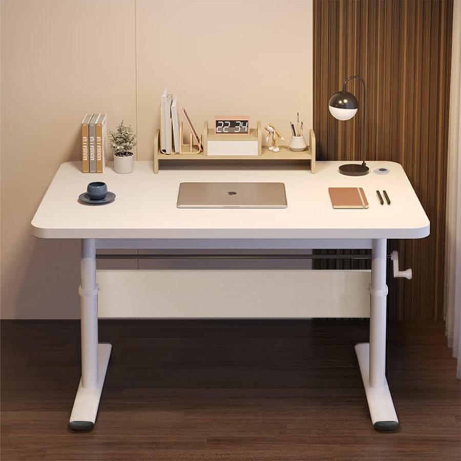 デスク 机 昇降式 高さ調整 65?90cm PCデスク ホワイト 幅80/100cm