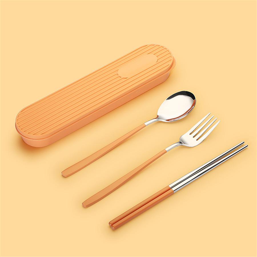 カトラリーセット お弁当 ケース付き お箸 スプーン フォーク 3点セット 食器 持ち運び 便利 携帯 食洗機対応 ステンレス 通勤 通学 おしゃれ | ブランド登録なし | 02