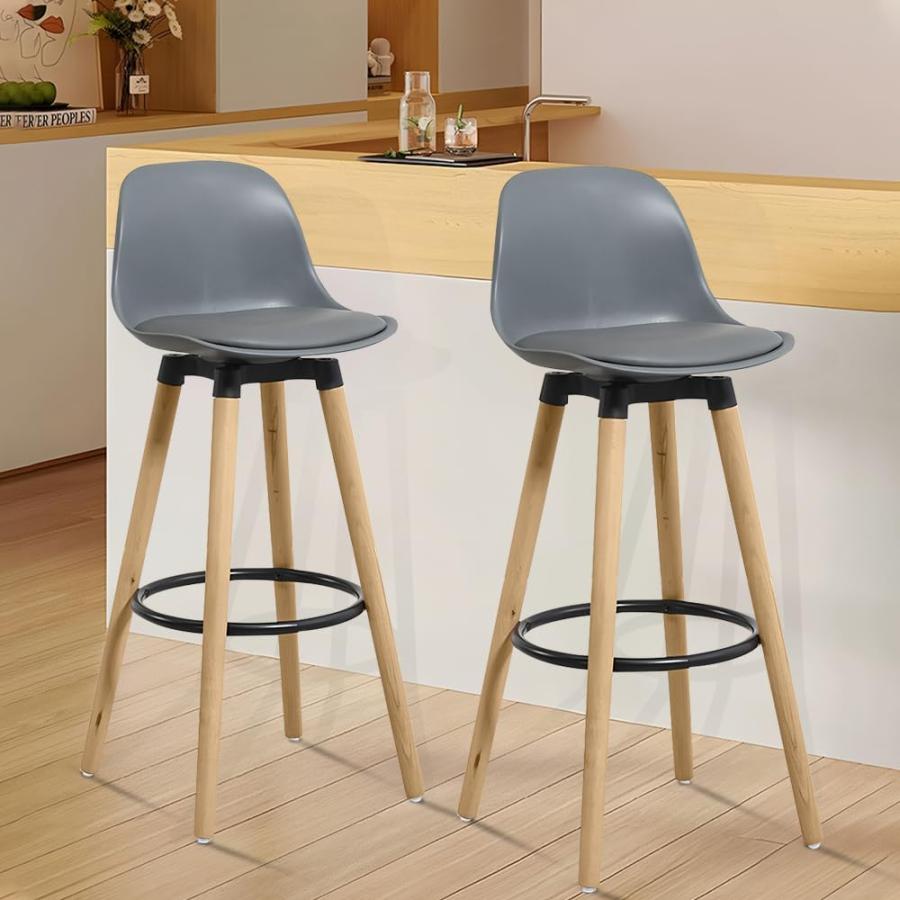 デスクチェア 木製 2脚セット バーチェア PUレザー 人間工学椅子 オフィスチェア 軽量 おしゃれ ホワイト 背もたれ キッチン カウンター 喫茶店 | ブランド登録なし | 02