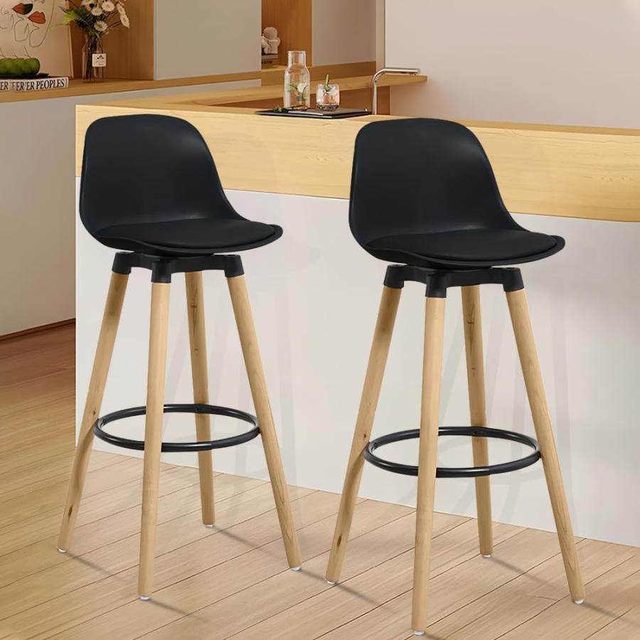 デスクチェア 木製 2脚セット バーチェア PUレザー 人間工学椅子 オフィスチェア 軽量 おしゃれ ホワイト 背もたれ キッチン カウンター 喫茶店 | ブランド登録なし | 03