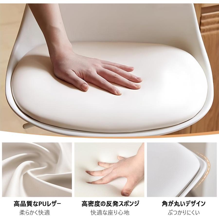 デスクチェア 木製 2脚セット バーチェア PUレザー 人間工学椅子 オフィスチェア 軽量 おしゃれ ホワイト 背もたれ キッチン カウンター 喫茶店 | ブランド登録なし | 06