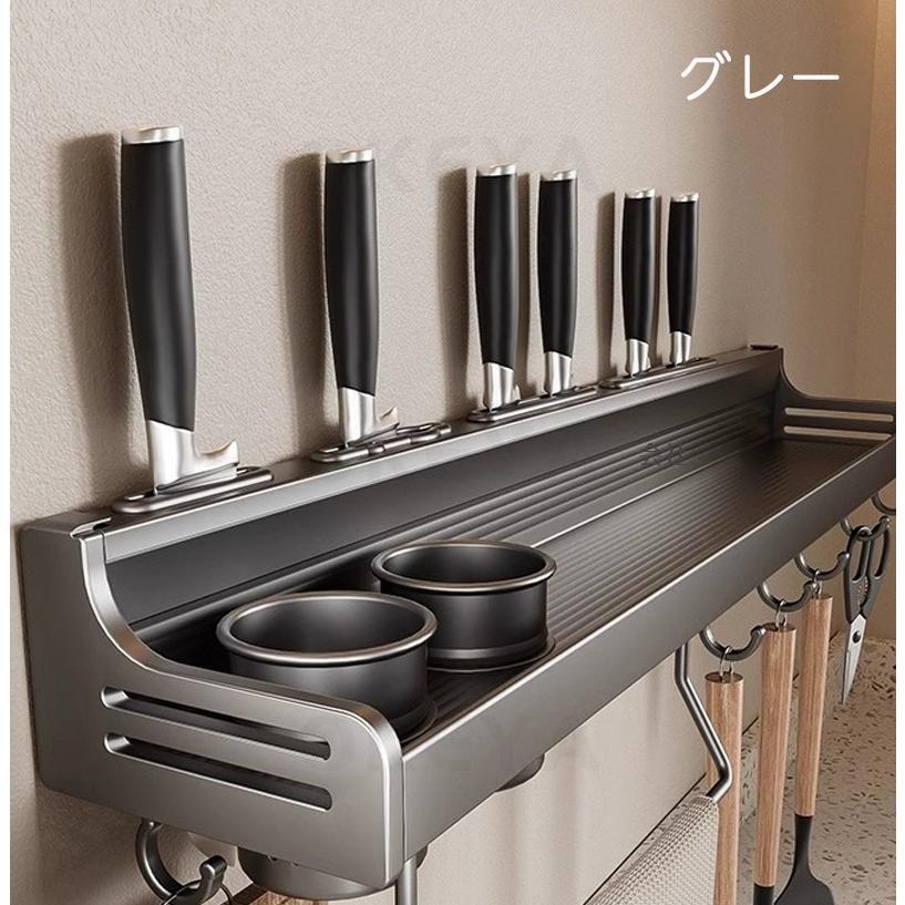 キッチンツールフック 壁掛け式 強力粘着固定キッチンラック 防水 50cm バスルーム ラック 収納ラック 多機能 調味料入れ タオル掛け まな板 箸立て 収納棚 | ブランド登録なし | 10