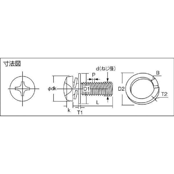 あすつく対応 「直送」 トラスコ TRUSCO B51-0408 ナベ頭座金組込ねじ Ｐ＝４ クロメート Ｍ４×８ １３０本入 ばね座金＋ＪＩＳ小形ワ | ブランド登録なし | 04