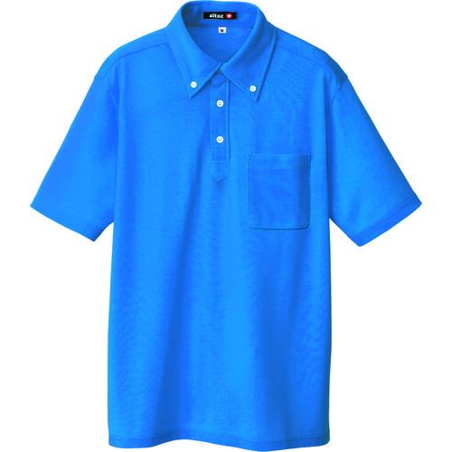 あすつく対応 「直送」 アイトス 10599-006-L ボタンダウン半袖ポロシャツ ブルー Ｌ 10599006L 414-1750 | 