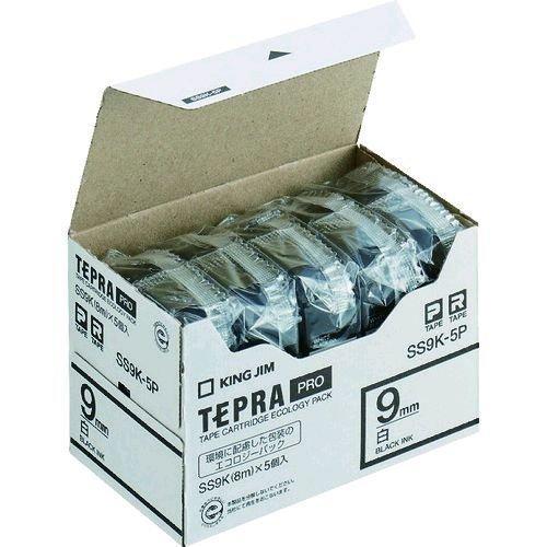 あすつく対応 「直送」 キングジム KING JIM SS9K-5P テプラＰＲＯテープカートリッジ テープ色：白 文字色：黒 PROテープ テプラ | 