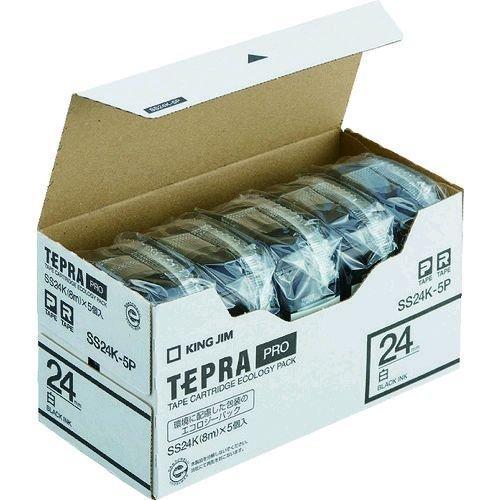 あすつく対応 「直送」 キングジム KING JIM SS24K-5P テプラＰＲＯテープカートリッジ テープ色：白 文字色：黒 テプラ | 