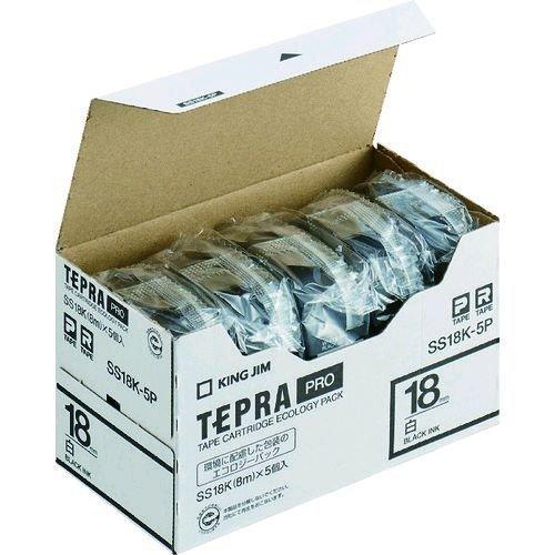 あすつく対応 「直送」 キングジム KING JIM SS18K-5P テプラＰＲＯテープカートリッジ テープ色：白 文字色：黒 テプラPROテープカートリッジ | 