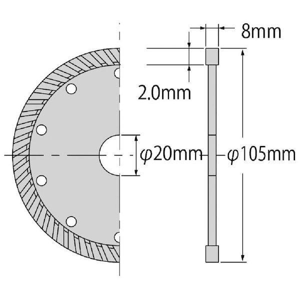ロブテックス LOBSTER WK 105 ダイヤモンドカッター 切っ太郎 乾式 ウェーブタイプ １０５ｍｍ WK105 ウェーブタイプ エビ きっ太 |  | 01