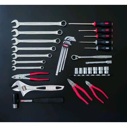 あすつく対応 「直送」 前田金属工業 ＴＯＮＥ CS410C 整備用工具セット シャッター付サービスボード 工具一式のみ ３６点セット 451-938 | TONE