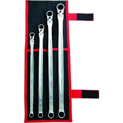 あすつく対応 「直送」 前田金属工業 ＴＯＮＥ RMA400L ラチェットめがねレンチ 超ロング首振ラチェットめがねレンチセット ４点セット 431-9613 トネ | TONE