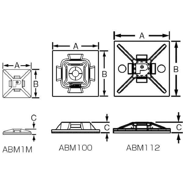あすつく対応 「直送」 パンドウィットコーポレーション ABM1MATM0 マウントベース アクリル系粘着テープ付き 耐候性黒 １０００個入 | ブランド登録なし | 02