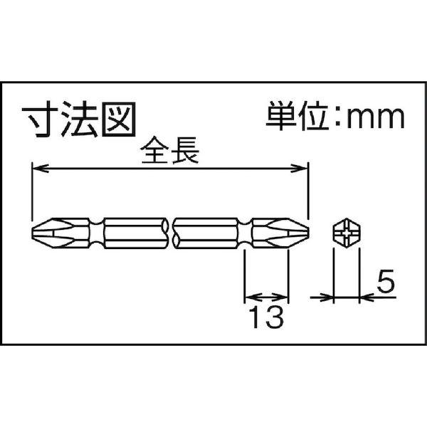 長堀工業 ナック 1W2150 ドライバービット “ダブルビット” 差込５×Ｎｏ．２×１５０Ｌ 396-2873 | ナック | 01