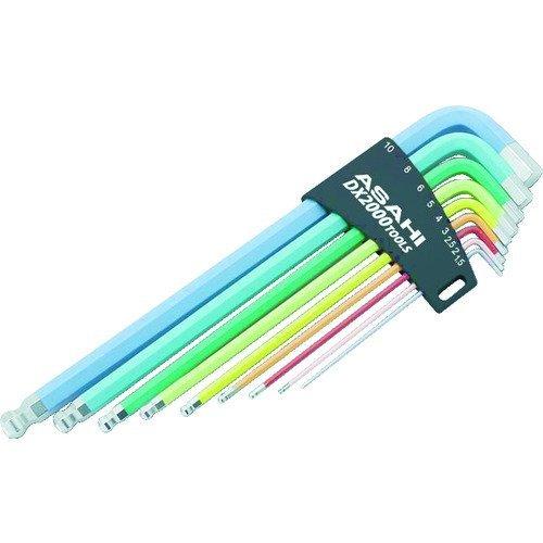 あすつく対応 「直送」 旭金属工業 旭金属工業 AQUS910 9色カラー六角棒ボールポイントレンチ9本組 384-8566 | 