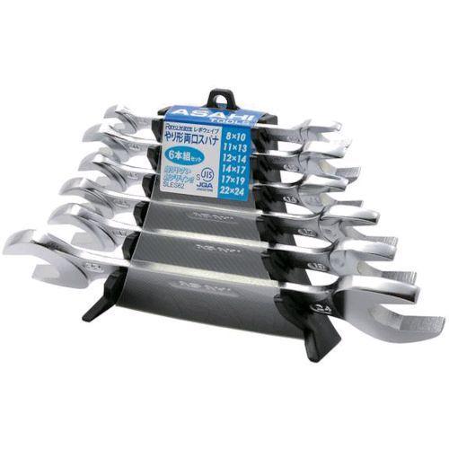 あすつく対応 「直送」 旭金属工業 旭金属工業 SLES62 ＲＥＶＯＷＡＶＥ ６本組両口スパナセット ＨＣ 364-1627 | 