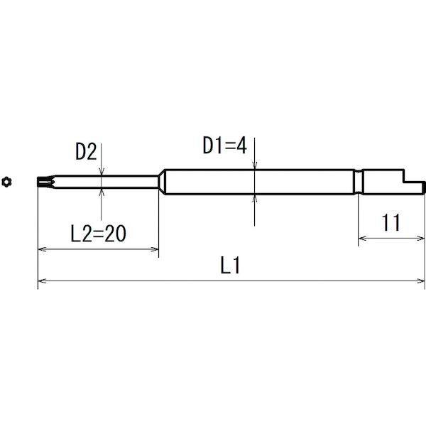 あすつく対応 「直送」 V05TT4441.8 【10個入】小型精密用ドライバービット Φ４Ｄカット差込 へクスウェーブビット 刃先Ｔ４ 全長４４ｍｍ 段付Φ１．８×２０ |  | 01