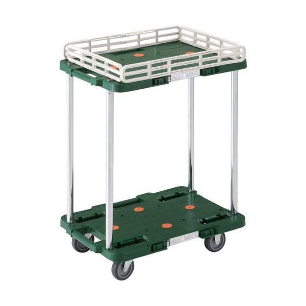トラスコ中山 TRUSCO MPB-502K-GN 樹脂製台車 ルートバン ２段式 こぼれ止め１段付 ３７０Ｘ５００ 緑 MPB502KGN 414- | 